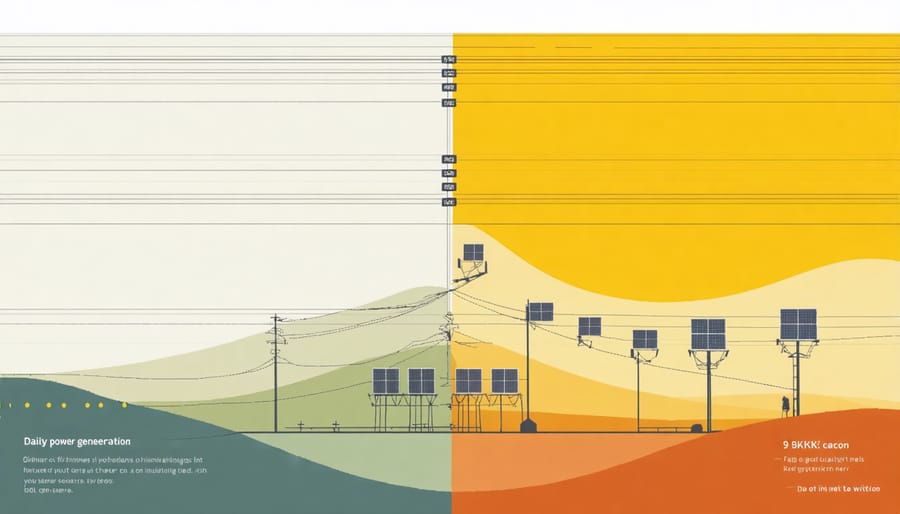 Graph displaying solar power generation patterns throughout the year for a 9kW system