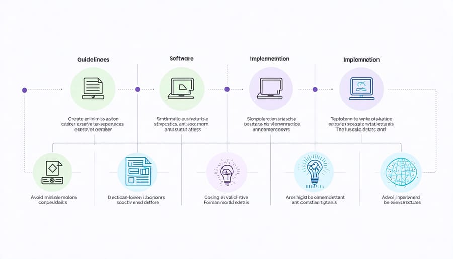 Step-by-step implementation process diagram for smart grid software installation